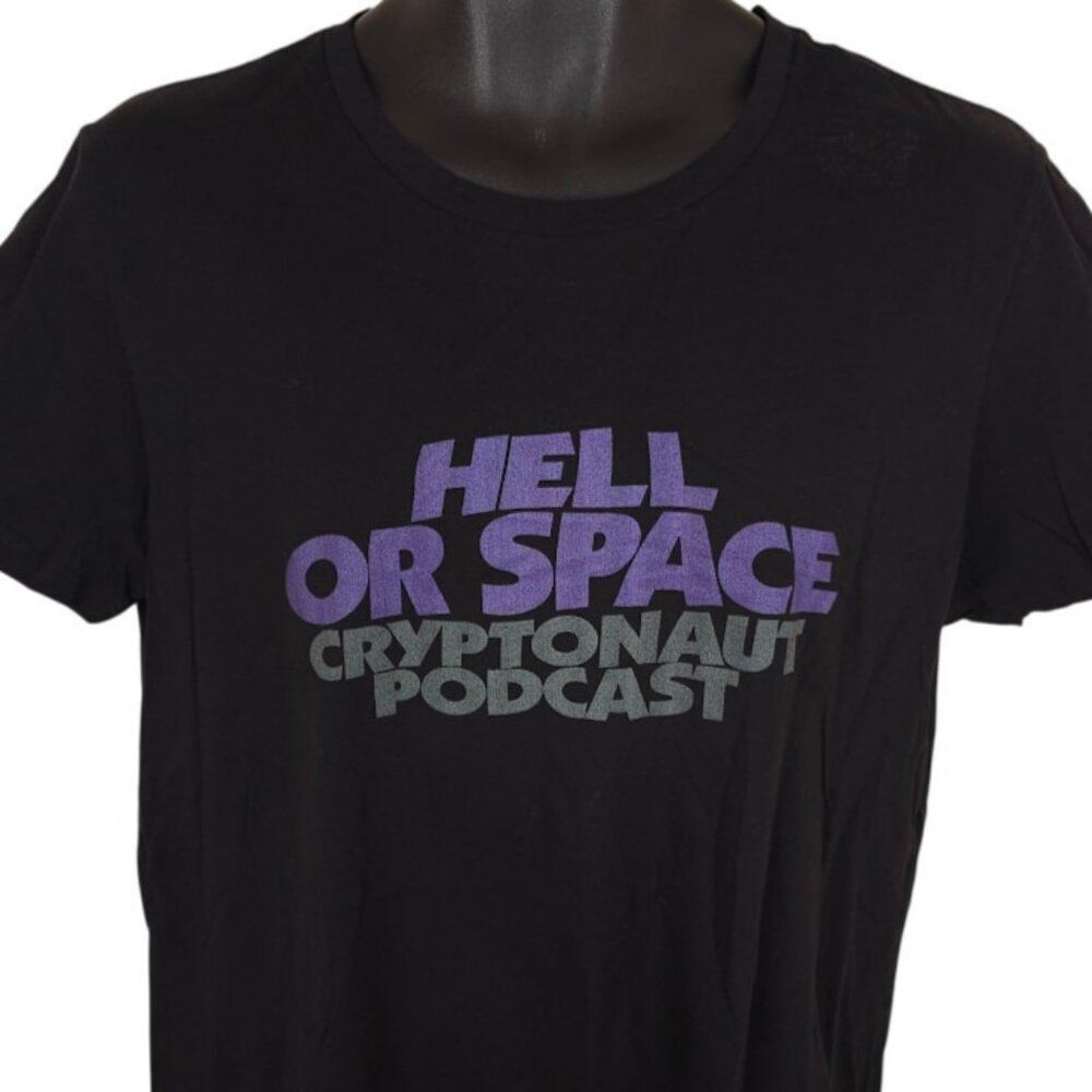 Cryptonaut Podcast T Shirt Womens Size Large Black Hell Or Space Sullen Misprint
